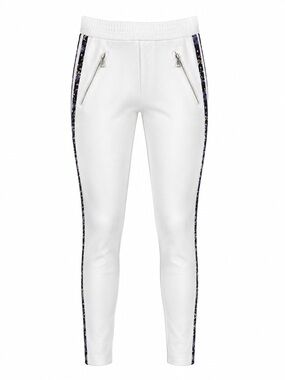 Alexander McQueen White Side-Strip Jeggings with Black & Purple Trim